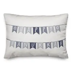 Neutral Happy Hanukkah Flags 14x20 Spun Poly Pillow