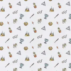 Harry Potter White Watercolor Elements Precut Cotton Fabric