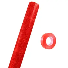 JAM Paper Glitter Gift Wrap with Double Sided Super Tape Set Red