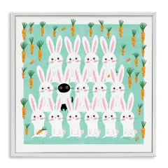 Stupell Industries Cat Mixed with Bunnies Framed Giclee Art White