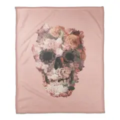 Flower Skull Fleece Throw