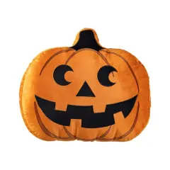 Glitzhome&reg; 15.5"L Fall and Halloween Fabric Double Sided Pumpkin Pillow