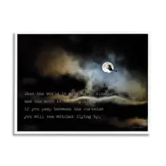 Stupell Industries Witch Flying By Moon Framed Giclee Art White