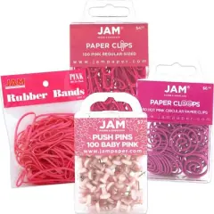 JAM Paper Desk Essentials Office Supply Kit Pink