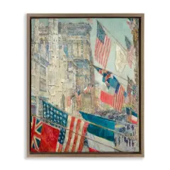 Stupell Industries Classic Americana Flags Floater Framed Art Brown
