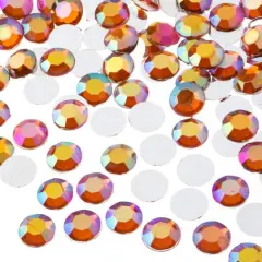 John Bead Acrylic Round Flat Back Rhinestones, 10mm Orange AB