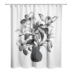 Monochromatic Floral I 71" x 74" Shower Curtain