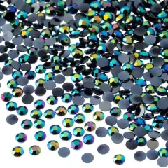 John Bead Acrylic Round Flat Back Rhinestones, 4mm Black AB
