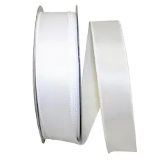 JAM Paper 1.5" x 50yd. Satin Value Wired Ribbon White
