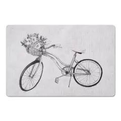 Floral Gray Bike 27" x 18" Floor Mat