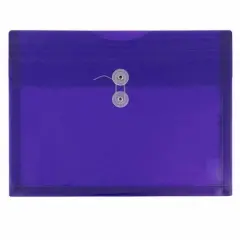 JAM Paper Booklet Plastic Envelopes with Button and String Closure, 108ct. Purple