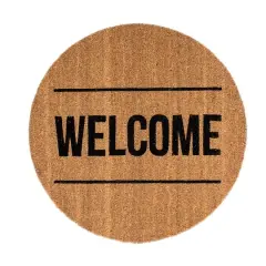 Hello Honey&reg; Welcome Round Natural Coir Doormat