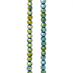 Green Iridescent Glass Faceted Beads, 3mm by Bead Landing&trade;