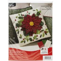 Bucilla&reg; Elegant Poinsettia 10" Square Felt Pillow Applique Kit