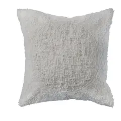 Hello Honey&reg; Ivory Modern Cotton Sherpa Throw Pillow Cover with Stitched Circle