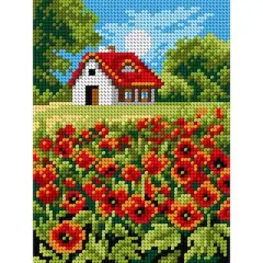 Orchidea Needlepoint Canvas For Halfstitch Without Yarn Poppies - Printed Tapestry Canvas