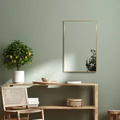 Head West Brassy Gold Spectrum Metal Rectangular Bathroom Vanity Mirror - 34" x 22"