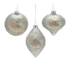 6ct. Assorted Beaded Glass Bird Ornament Set