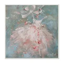 Stupell Industries Abstract Pink Country Dress Dancing Farmhouse Florals,12" x 12"