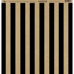 Paper Caf&eacute; Kraft & Black Chunky Stripe 12" x 12" Cardstock, 15 Sheets
