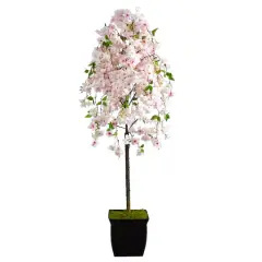 6ft. Cherry Blossom Artificial Tree in Black Metal Planter