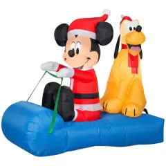 4.5ft. Airblown&reg; Inflatable Christmas Mickey Mouse & Pluto on Sled