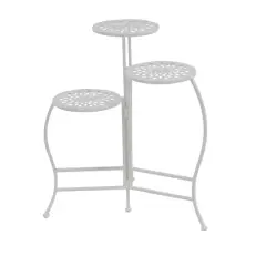 White Metal Traditional Plantstand Set