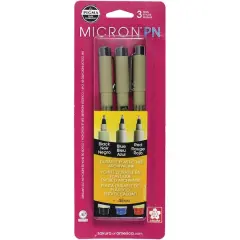 Sakura&reg; Pigma&reg; Micron PN 0.45mm Black, Blue & Red Pen Set