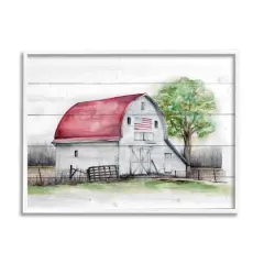 Stupell Industries Rustic Americana Barn Framed Giclee Art White