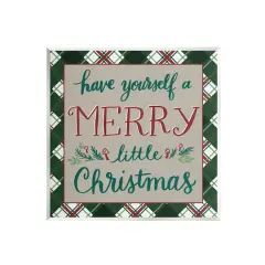 Stupell Industries Merry Little Christmas Plaid Holiday Wall Plaque Art