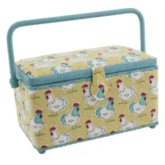 Dritz&reg; Chickens Medium Sewing Basket with Removable Tray