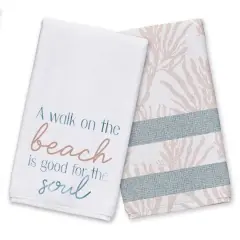 A Walk On The Beach Tea Towel Set Blue/White