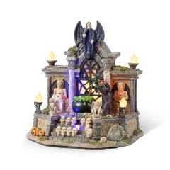 Glitzhome&reg; 9.75"H Lighted Resin Halloween Haunted House Village
