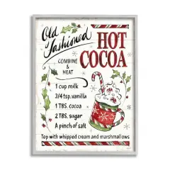 Stupell Industries Old Fashioned Hot Cocoa Recipe with Gray Frame Wall Art