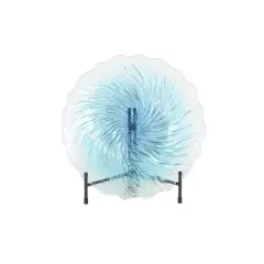18" Blue Ombre Starburst Glass Charger with Wavy Edge