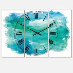 Designart Sea Glass Farmhouse 3 Panel Wall Clock