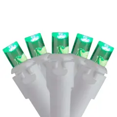100ct. Green LED Wide Angle Icicle Christmas String Lights with White Wire