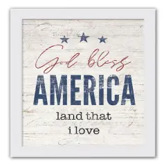 God Bless America White Framed Print Under Plexiglass