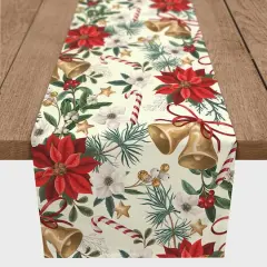 Poinsettia Floral Poly Twill Table Runner