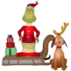 6ft. Airblown&reg; Inflatable Christmas Grinch & Max Sled Scene with Gift Stack