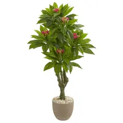 5ft. UV Resistant Plumeria Artificial Tree in Decorative Planter