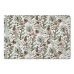 Pinecones & Greenery on White Floor Mat