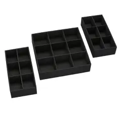 Household Essentials 3 Piece Drawer Organizers Starter Set Black