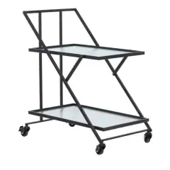 Black Iron Industrial Bar Cart, 32" x 25" x 18"