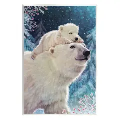 Stupell Industries Polar Bear & Cub Winter Scene Wall Plaque Art Blue