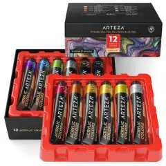 Arteza&reg; 12 Color Metallic Acrylic Paint Set