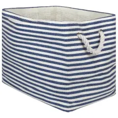 DII&reg; Medium Pinstripe Rectangle Woven Paper Storage Bin Nautical Blue
