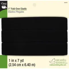 Dritz&reg; Black Fold-Over Elastic, 1" x 7yd.