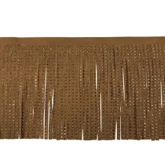 5.5" Faux Leather Rhinestone Fringe Trim by Celebrate It&reg; Brown