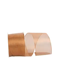 JAM Paper 2.5" x 25yd. Classic Wired Edge Mesh Ribbon Copper